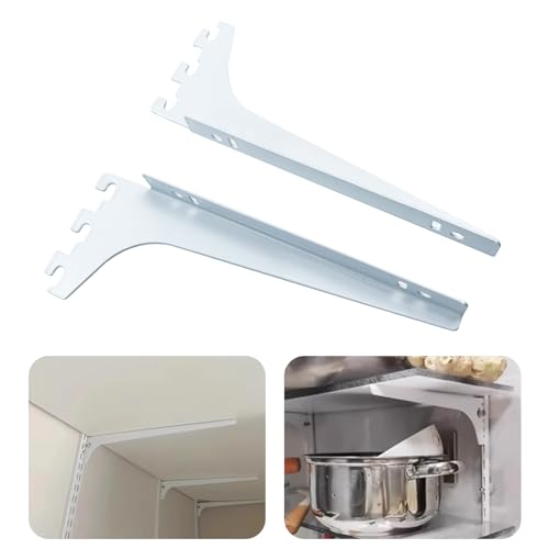 7.6 Inch White Single Track System Shelf Bracket - 2 Pcs