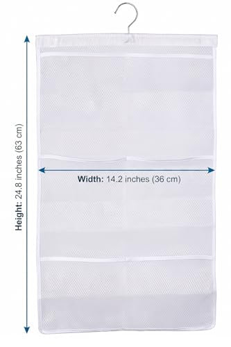 ALYER 6-Pocket Hanging Mesh Shower Caddy - Quick Dry Bath Organizer, White
