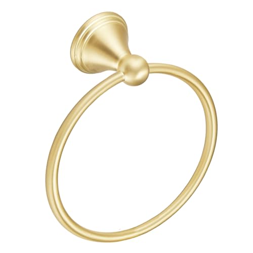 Sagetta Brushed Gold Towel Ring - 5.55-Inch Wall-Mounted Holder