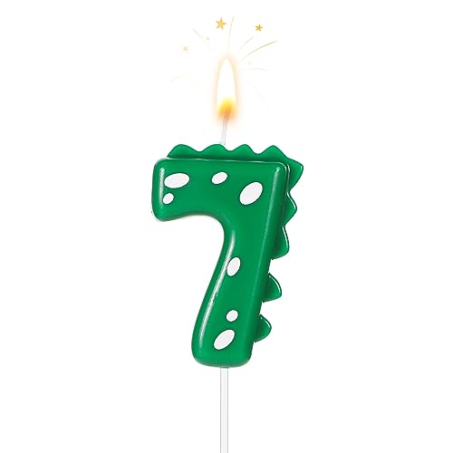 TOYMIS Dinosaur Number 7 Birthday Candle 2.8 Inch Cake Topper for Kids Party