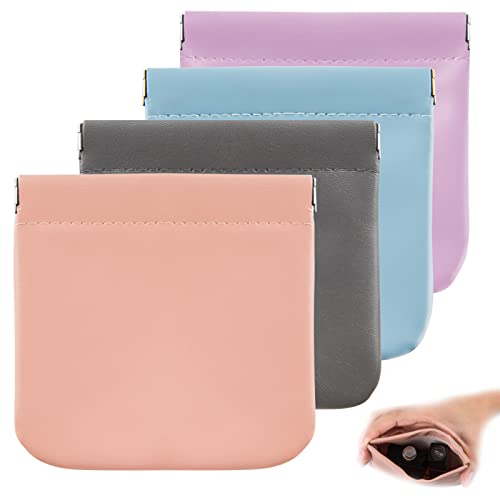 CANIPHA 4pcs Waterproof Leather Pocket Cosmetic Bag Self-Closing Mini Makeup Pouch