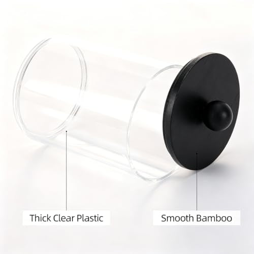 4 Pack Q-Tip Holder Set, 10oz Clear Bathroom Storage Jars with Wood Lids