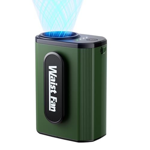 Guffawz 5000mAh Portable Waist Fan, High-Speed Rechargeable Body Cooling Fan