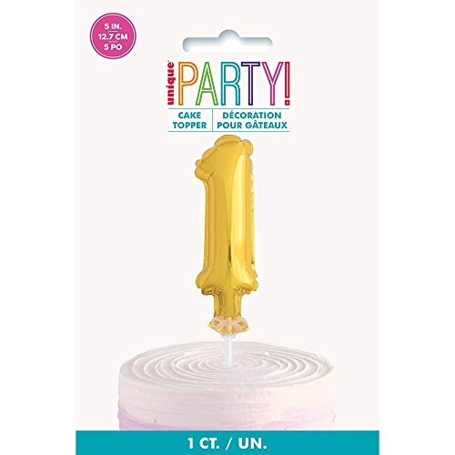 Gold Foil Number 1 Balloon Cake Topper - 5" for Birthdays & Anniversaries
