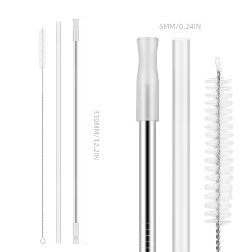 Reusable Silicone & Stainless Steel Straws for 40oz Tumblers