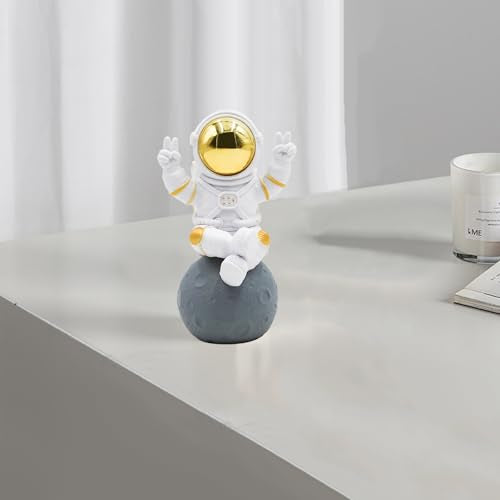 Oooct Small Gold Astronaut Figurine Decor, Resin Space Mini Statue for Desk & Shelf