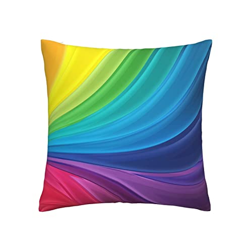 VARUN Rainbow Stripe Throw Pillow Cover, 18x18 Inch Square Cushion Case - 5