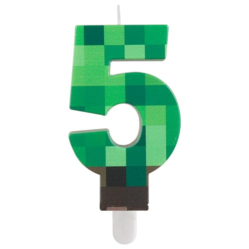 Green Number 5 Birthday Candle - Fun TNT Cake Topper