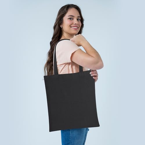 Black Canvas Tote Bags - 2 Pcs, 15x16 Inch Eco-Friendly Reusable
