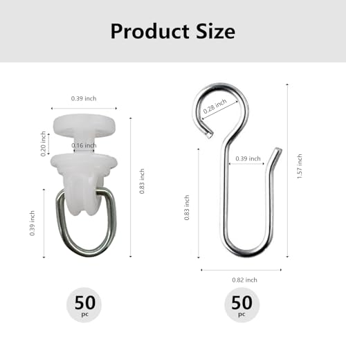 Shower Curtain Accessories Set - 50 Hooks & 50 Gliders