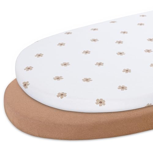 Dreamology 2 Pack Cotton Bassinet Sheets - Brown Flowers 17x32"