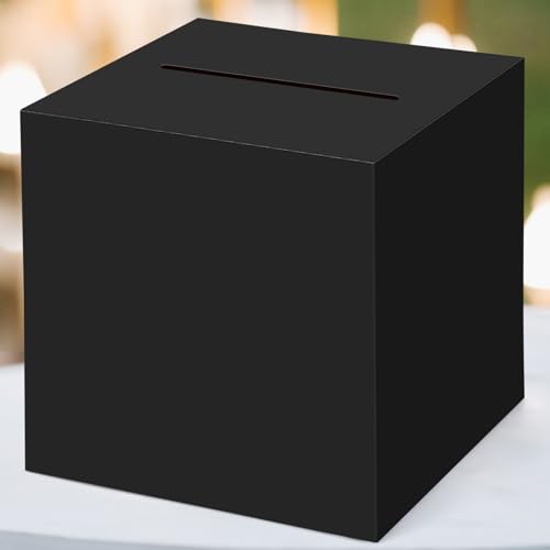 Black Card Box for Weddings & Events - 10x10x10 Inch Gift Holder