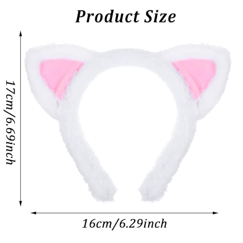Cat Ears Headband 2PCS Soft Plush Fuzzy Makeup Hairband for Spa