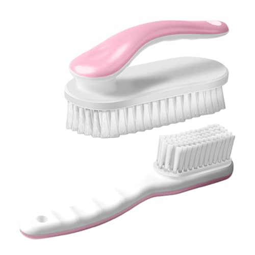 2-Pack Ergonomic Shoe Cleaning Brushes - Pink Set for Stains