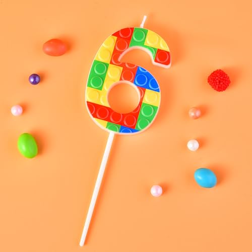 Happy Goose Number 6 Building Block Birthday Cake Candle - Numeral Birthday Candle