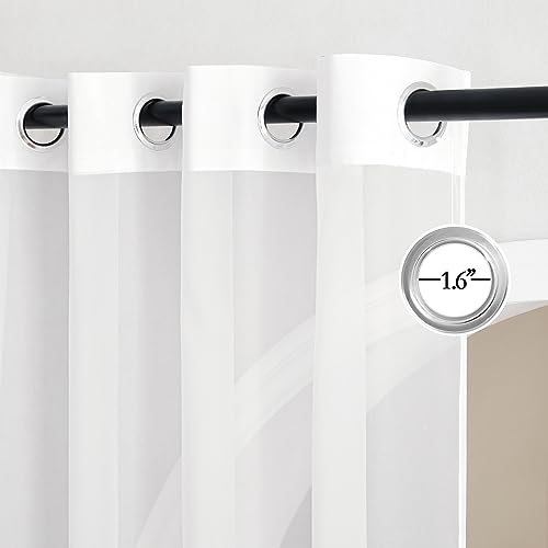 NICETOWN Airy Sheer Curtains - 54x54 Inch Grommet Voile Panels, Ivory, Set of 2