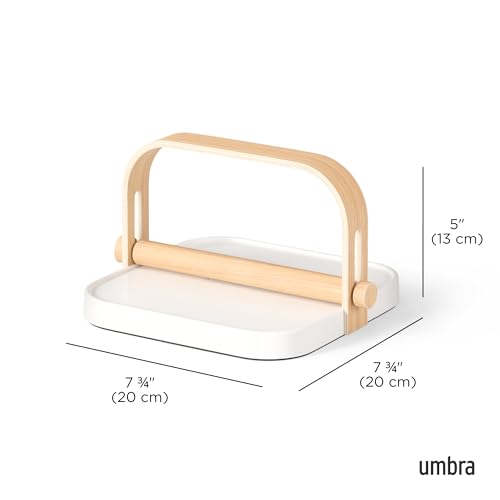 Umbra Bellwood Napkin Holder with Weight and Carrying Handle, White/Natural