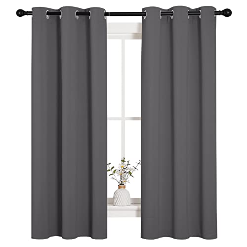 NICETOWN Grey Blackout Curtains - 34" W x 63" L Grommet Drapes, 2 Panels
