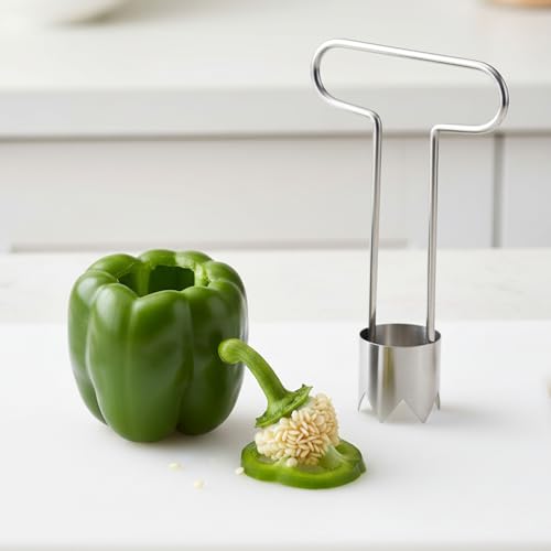 Stainless Steel Pepper Seed Corer Tool - Multifunctional Fruit & Vegetable Remover