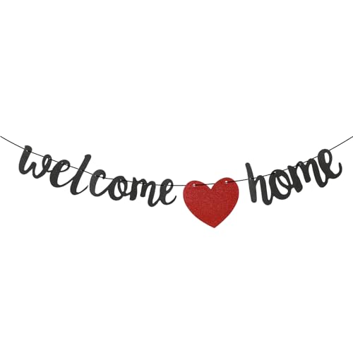 Black Glitter Welcome Home Banner for Celebrations