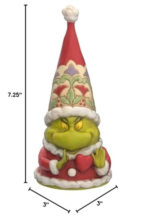 Enesco Jim Shore Dr. Seuss The Grinch Gnome with a Large Heart Figurine, 7.25 Inch, Multicolor