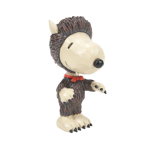 Enesco Peanuts by Jim Shore Halloween Collection Snoopy in Werewolf Costume Miniature Figurine- Stone Resin Hand Crafted Painted Collectible Peanuts Snoopy Mini Figurines Home Decor Statue, 3.54 Inch