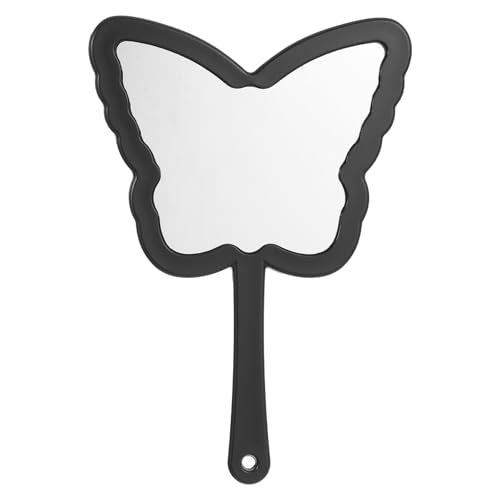 Butterfly Shaped Hand Held Mirror - Black Travel Vanity Makeup Mirror