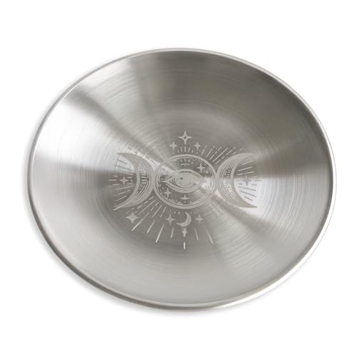 Triple Moon Stainless Steel Offering Bowl - 5.5 Inch Altar Ritual Plate