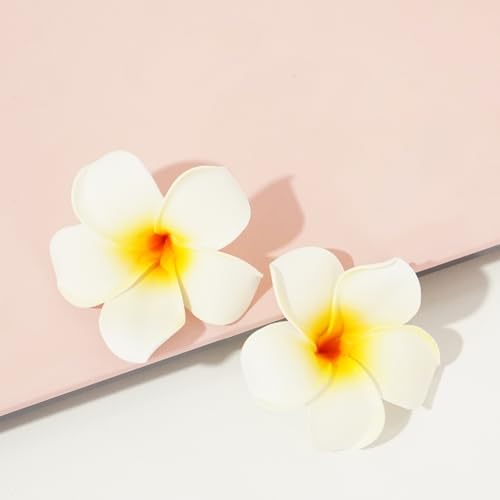 Hawaiian Plumeria Flower Hair Clips 7cm White and Red 4 Pcs