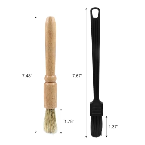 Coufce 2 Pack Coffee Grinder Cleaning Brush Set - Wood & Nylon