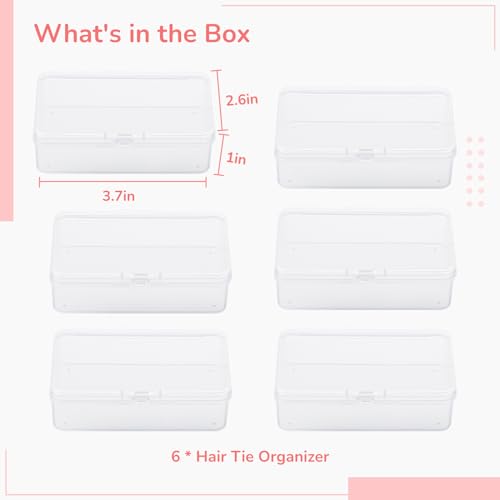 BATTIPAW Clear Hair Tie Organizer - 6PCS Mini Storage Box