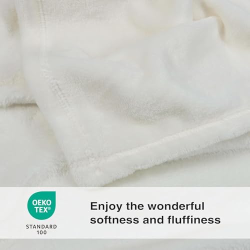 VigorSpring 50x60 Inch Cream White Throw Blanket - Soft Flannel Fleece