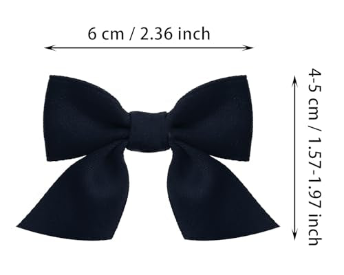 Penta Angel Small Satin Hair Bow Clips, Navy Blue Bowknot Barrettes, 2-Pack