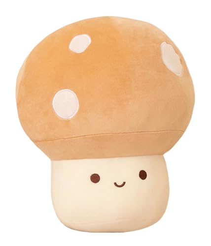Cute Mushroom Throw Pillow - 3.9in Khaki Soft Decorative Plush Cushion
