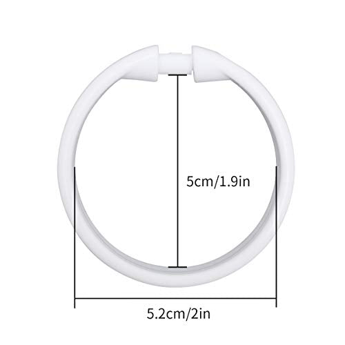 Qulable 12-Pack Plastic Shower Curtain Rings, Rust-Proof O-Shaped Hooks