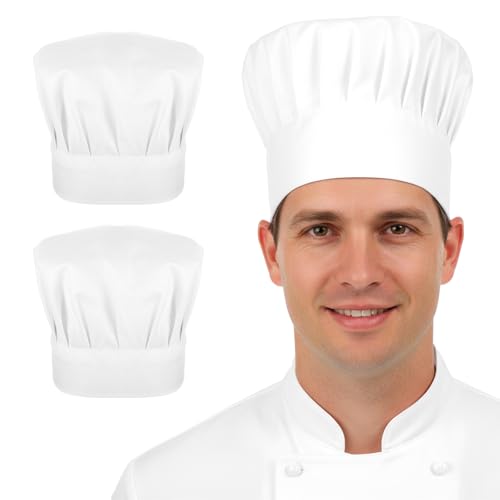 Adjustable White Chef Hats - 2 Pack for Professional Cooking