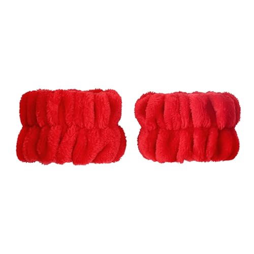 Bella Sleep + Spa Red Microfiber Wrist Bands for Face Washing - 1 Pair