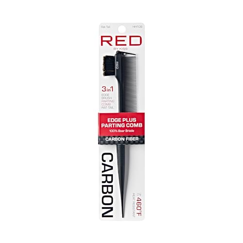 RED by Kiss Carbon Fiber 3-in-1 Edge Brush and Rat Tail Parting Comb