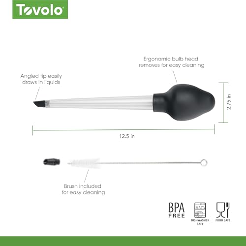 Tovolo Dripless Turkey Baster with Cleaning Brush - Heat Resistant Tritan