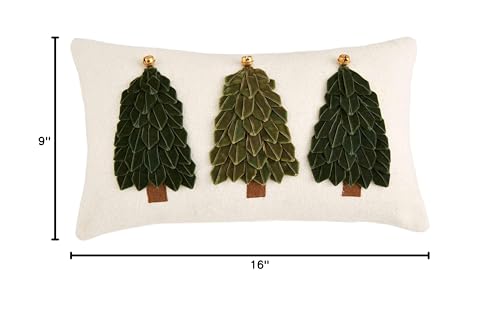 Mud Pie Velvet Ribbon Tree Pillow, Lumbar, 16" x 9"
