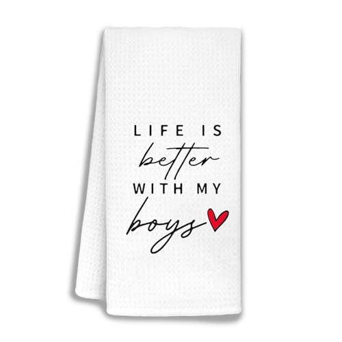 Funny Kitchen Towels - Life is Better with My Boys, 24x16 Inch