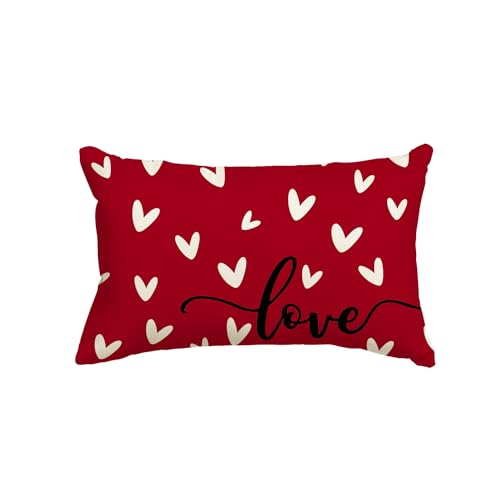 Valentine's Day Love Red Throw Pillow Cover - 12x20 Inch Cushion Case