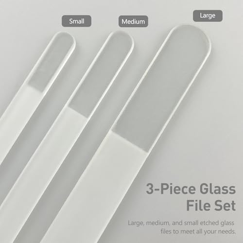 Jaasuee 3-Piece Czech Glass Nail File Set - Double-Sided & Washable