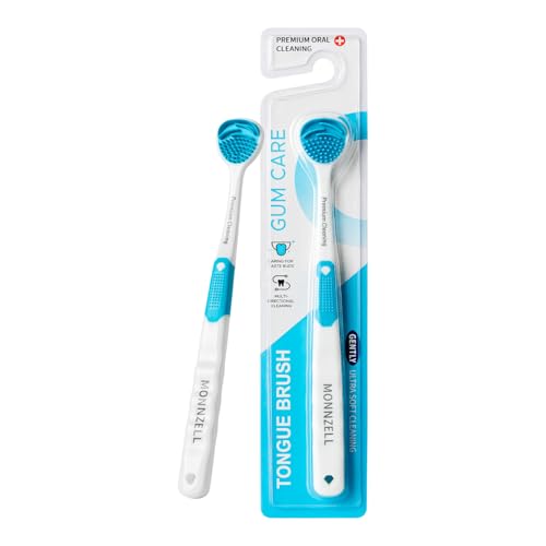 Monnzell Silicone Tongue Scraper and Brush for Bad Breath