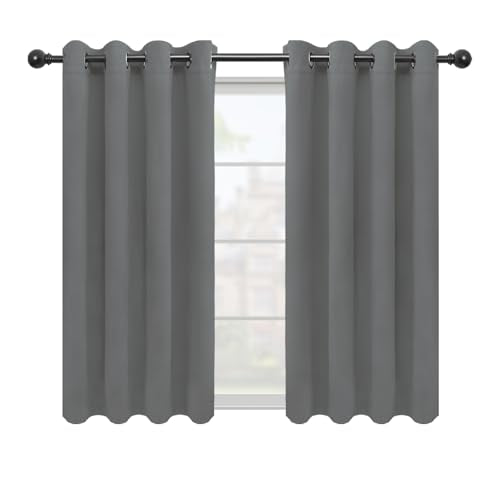 Easy-Going Grey Thermal Grommet Blackout Curtains, 2 Panels 52x63 in