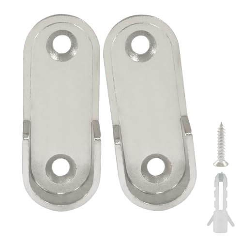 Heavy Duty Zinc Alloy Oval Closet Rod Bracket Supports - 2 Pack