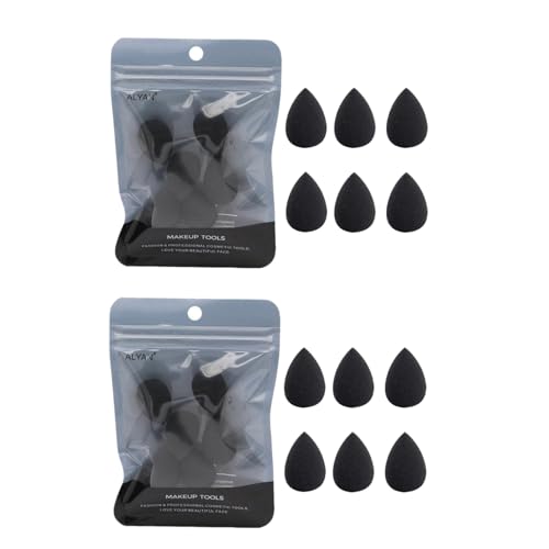 WNHNO 12 Pcs Mini Makeup Sponge Set - Soft Latex-Free Beauty Blenders for Foundation, Concealer & Powder (Black)