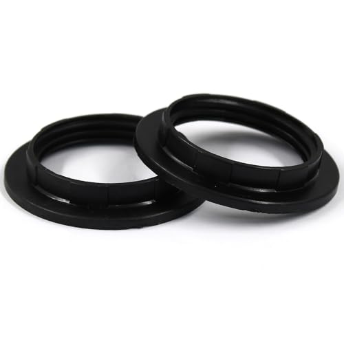 Bonsicoky E27 Lamp Shade Collar Rings - 2 Pack Black Adapter