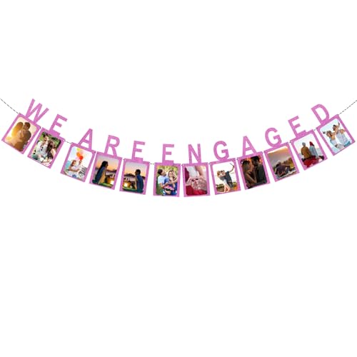 Engagement Photo Banner with Pink Glitter Letters – Easy Setup