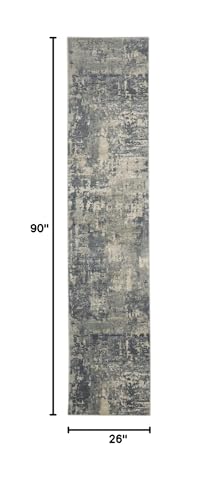 Nourison Home Concerto Grey Beige 2'2" x 7'6" Area Rug - Easy Clean, Non Shedding, Bed Room, Living Room, Dining Room, Kitchen (8' Runner)